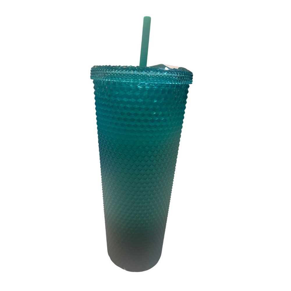 4/$20 Starbucks Tumbler Studded Gem Venti 24oz Teal Reusable Cold Cup‎ Straw